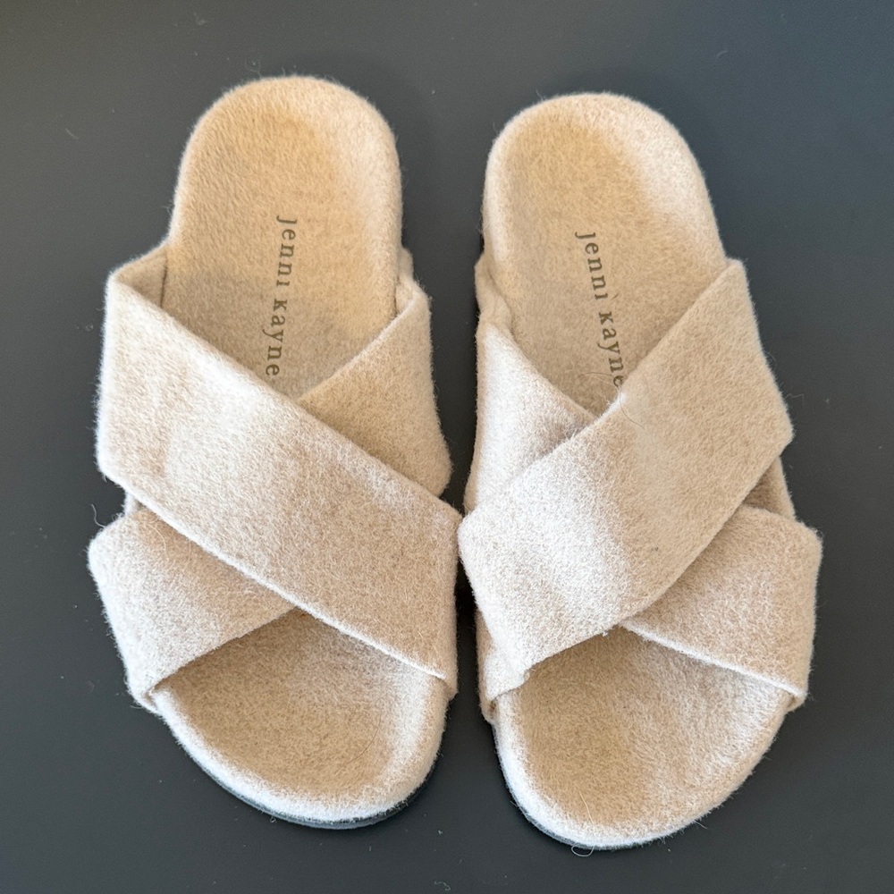 Jenni Kayne Beige Cross Strap Slides